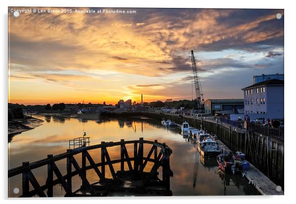  Littlehampton Sunset over the Arun River Acrylic by Len Brook