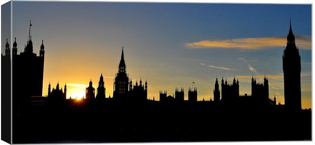  Houses of Parliament at sunset Canvas Print by Oliver Firkins