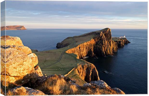  Golden light at Neist Point Canvas Print by Stephen Taylor