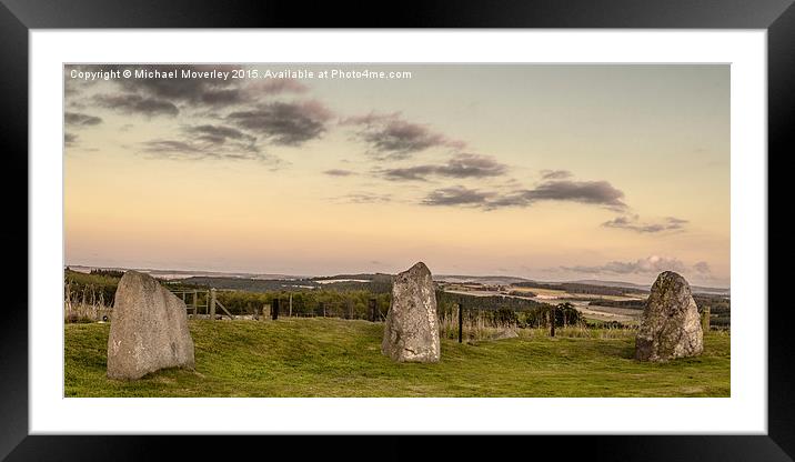  Sunset over East Aquhorthies Stone Circle Framed Mounted Print by Michael Moverley