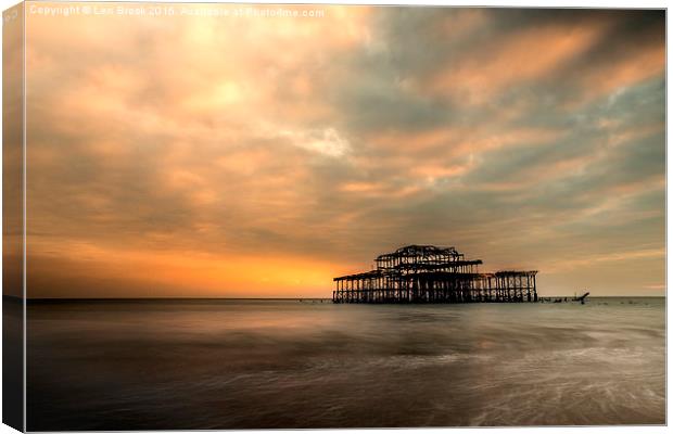 Brighton Pier Sunset   Canvas Print by Len Brook