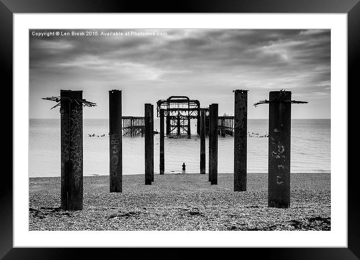 Brighton Pier and the photographer  Framed Mounted Print by Len Brook