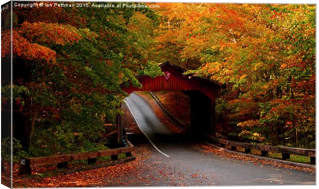  Fall Covered Bridge Canvas Print by Ian Pettman