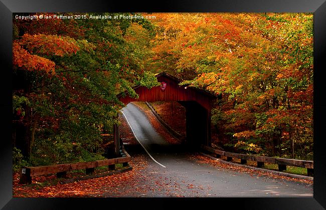  Fall Covered Bridge Framed Print by Ian Pettman