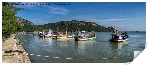 Fishing Harbour Thailand Print by Adrian Evans