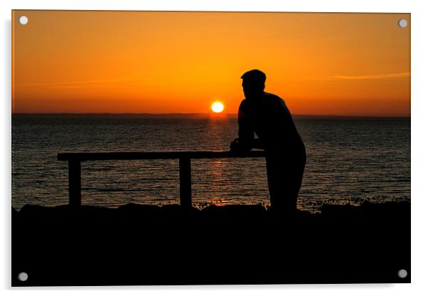 The Man Statue Port William at Sunset Acrylic by Derek Beattie