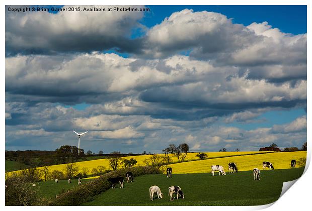  View over fields at Eastwell Hill in the Vale of  Print by Brian Garner