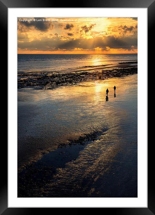  Sunset Strolls, Worthing Beach Framed Mounted Print by Len Brook