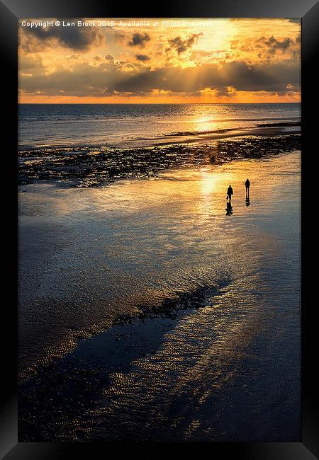  Sunset Strolls, Worthing Beach Framed Print by Len Brook