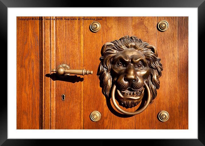 Lion casting knock door decoration Framed Mounted Print by Arletta Cwalina