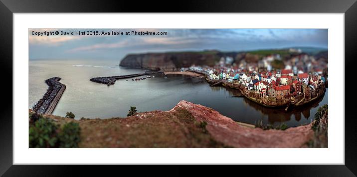  Staithes Model Village style image panoramic Framed Mounted Print by David Hirst