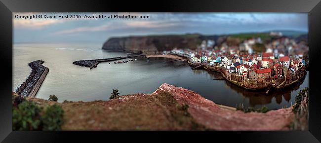  Staithes Model Village style image panoramic Framed Print by David Hirst