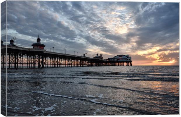Sunset Sky Over North Pier Canvas Print by Gary Kenyon