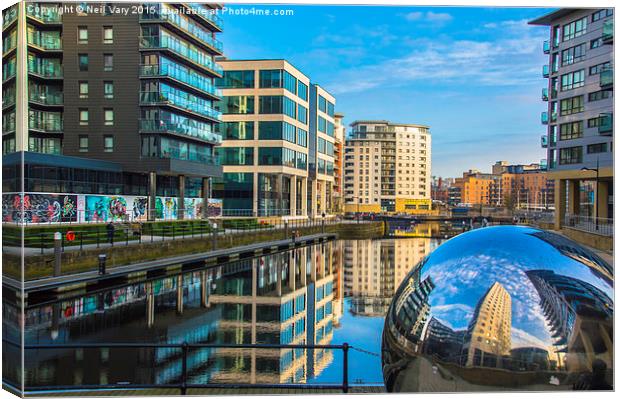  Reflections in the Water at Leeds Docks Canvas Print by Neil Vary