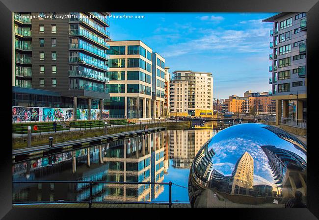  Reflections in the Water at Leeds Docks Framed Print by Neil Vary