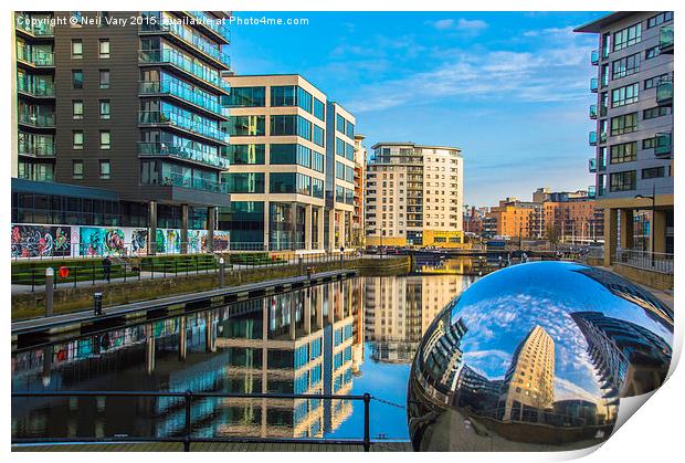  Reflections in the Water at Leeds Docks Print by Neil Vary