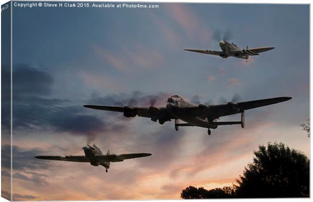  BBMF Low Pass at Sunset Canvas Print by Steve H Clark