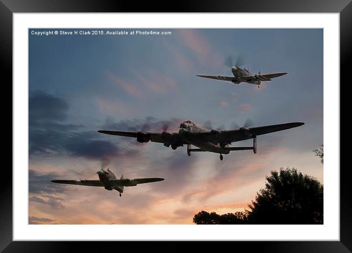  BBMF Low Pass at Sunset Framed Mounted Print by Steve H Clark