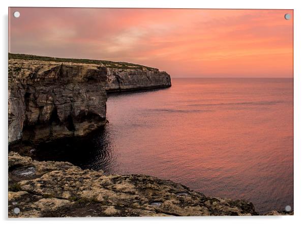 Gozo Sunset Acrylic by Laura Kenny