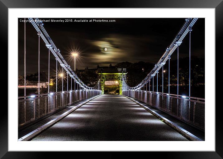 Wellington Bridge at Night Framed Mounted Print by Michael Moverley