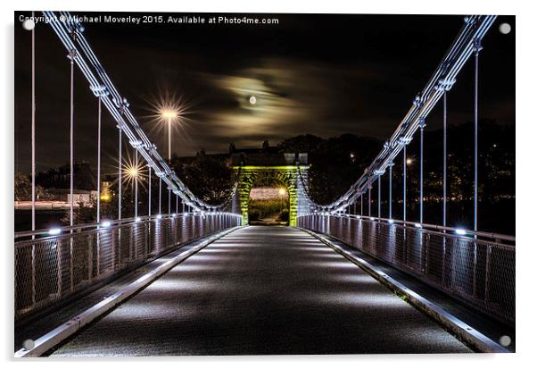 Wellington Bridge at Night Acrylic by Michael Moverley