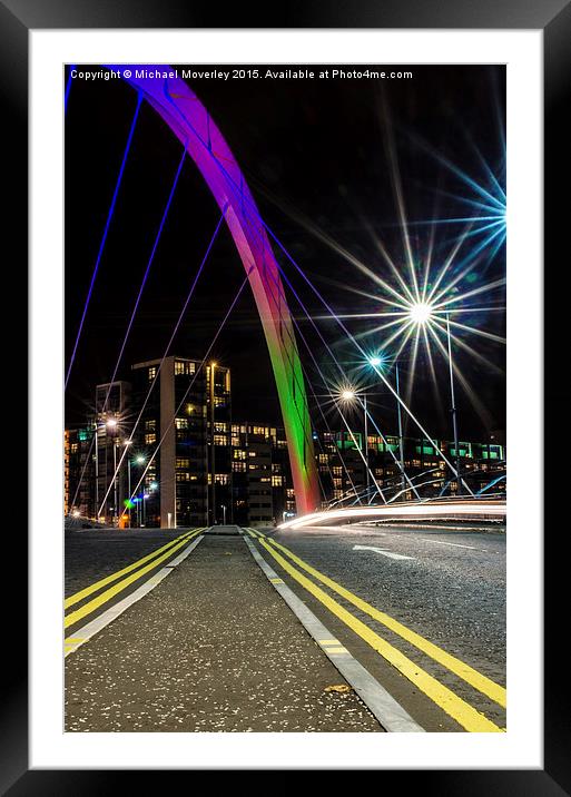  Light trails over Glasgow's Squinty Bridge Framed Mounted Print by Michael Moverley
