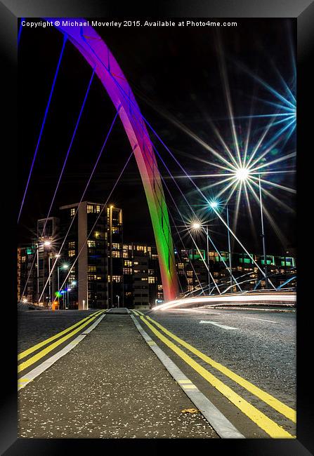  Light trails over Glasgow's Squinty Bridge Framed Print by Michael Moverley
