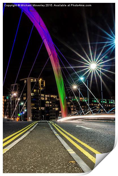  Light trails over Glasgow's Squinty Bridge Print by Michael Moverley