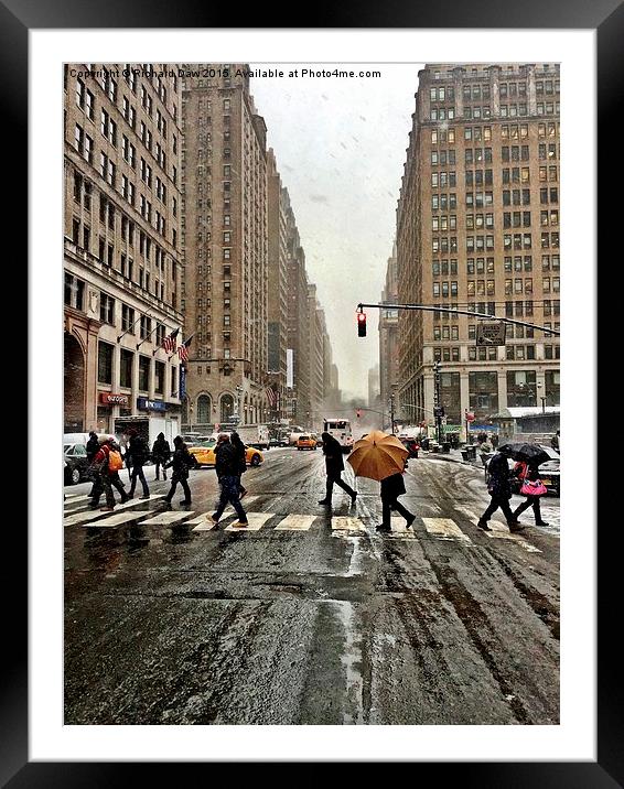  New York 8th Avenue on a winters day Framed Mounted Print by Richard Daw