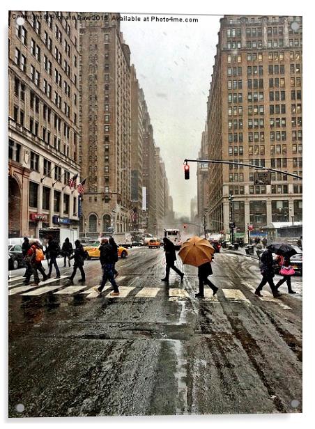  New York 8th Avenue on a winters day Acrylic by Richard Daw