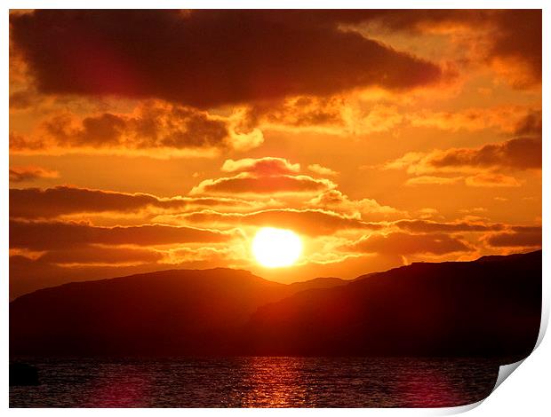  Loch Assynt Sunset Print by Bun Dealbh