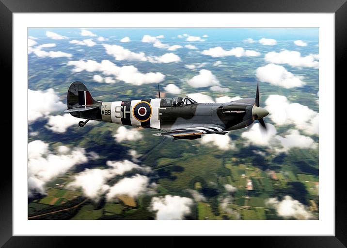 Spitfire AB910  Framed Mounted Print by J Biggadike