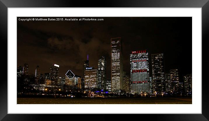 High-rise at night Framed Mounted Print by Matthew Bates