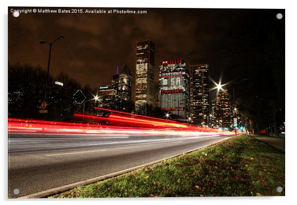 Streaky Chicago lights Acrylic by Matthew Bates