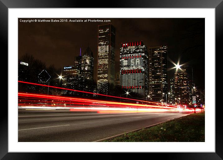 Chicago long exposure Framed Mounted Print by Matthew Bates