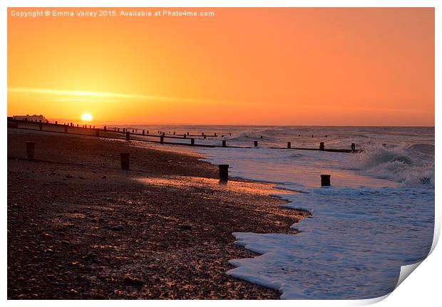  Ferring Beach, Worthing sunrise Print by Emma Varley