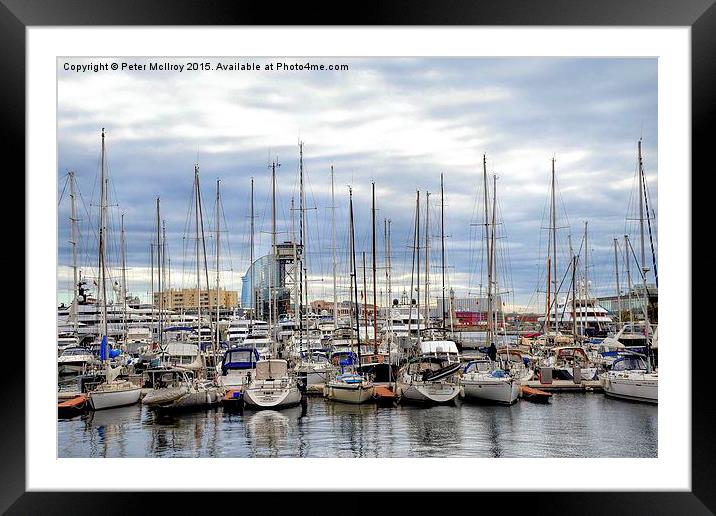  Barcelona Marina Framed Mounted Print by Peter McIlroy