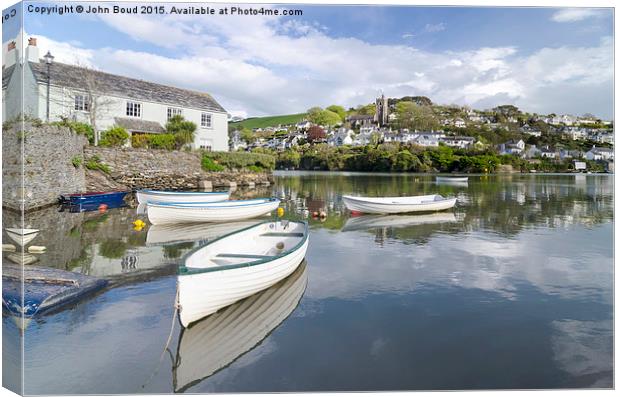  Noss Mayo viewed across the river Yealm  from New Canvas Print by John Boud