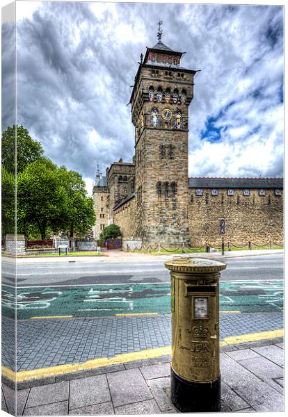 Cardiff Castle Clock Tower Canvas Print by Steve Purnell