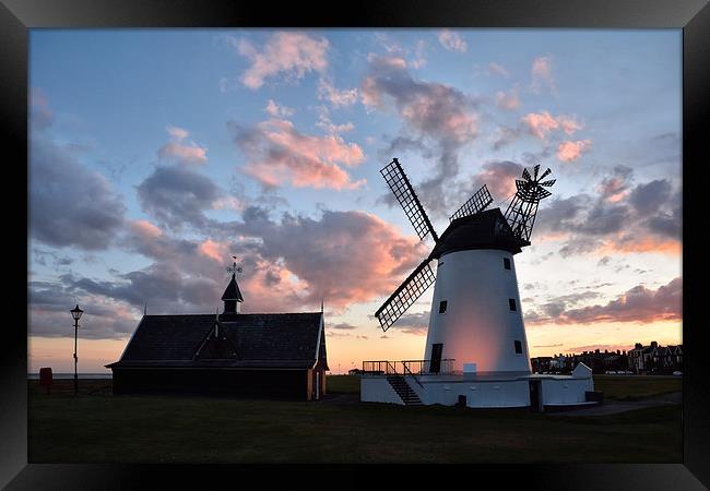 Sunset Lytham Windmill Framed Print by Gary Kenyon