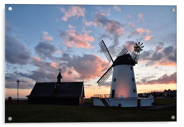 Sunset Lytham Windmill Acrylic by Gary Kenyon