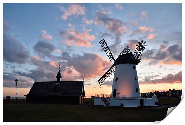 Sunset Lytham Windmill Print by Gary Kenyon