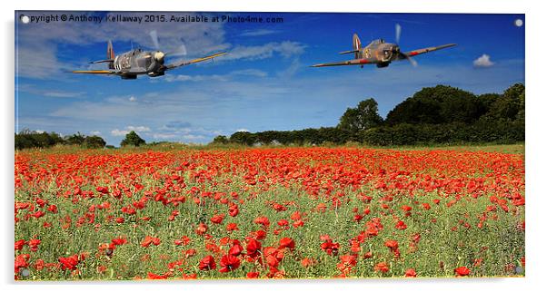  SPITFIRE AND HURRICANE FLYPAST Acrylic by Anthony Kellaway