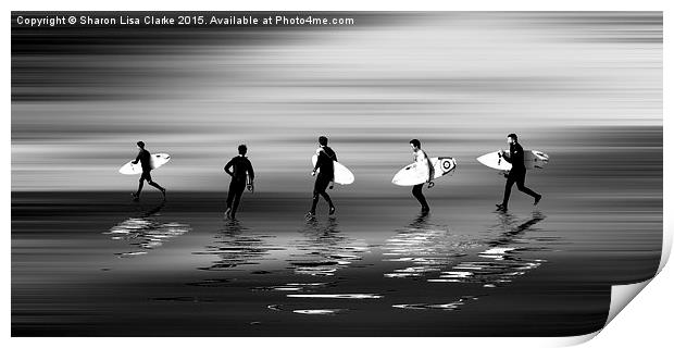  Lets go surf mono Print by Sharon Lisa Clarke