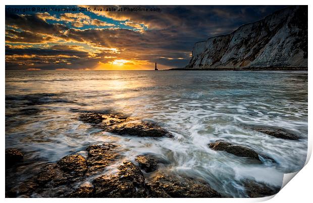  Sunrise at Beachy Head lighthouse Print by Rafal Kepczynski