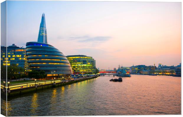  River Thames at Night Canvas Print by Svetlana Sewell