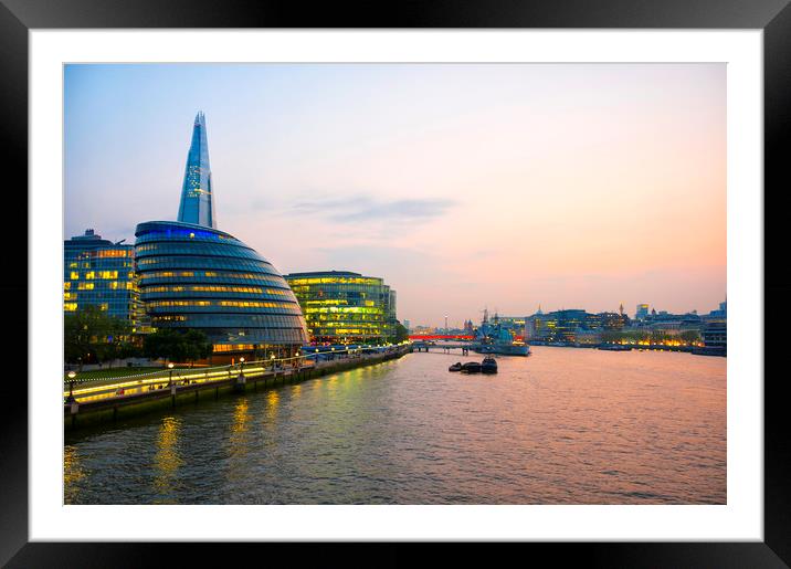  River Thames at Night Framed Mounted Print by Svetlana Sewell