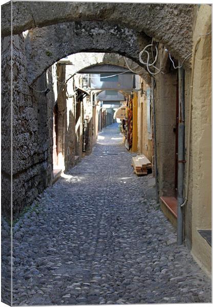  cobbled streets of rhodes Canvas Print by mark philpott