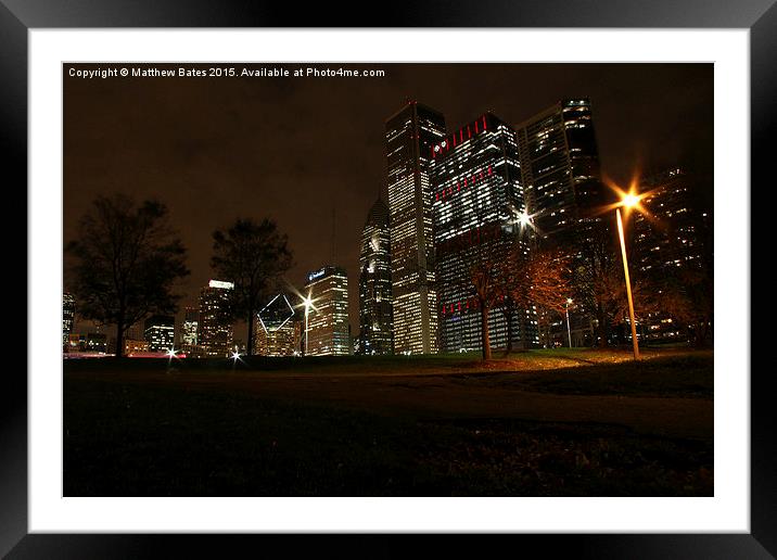 Chicago high-rise at night Framed Mounted Print by Matthew Bates