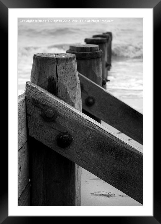  Black and White Groyne image Framed Mounted Print by Richard Clapson